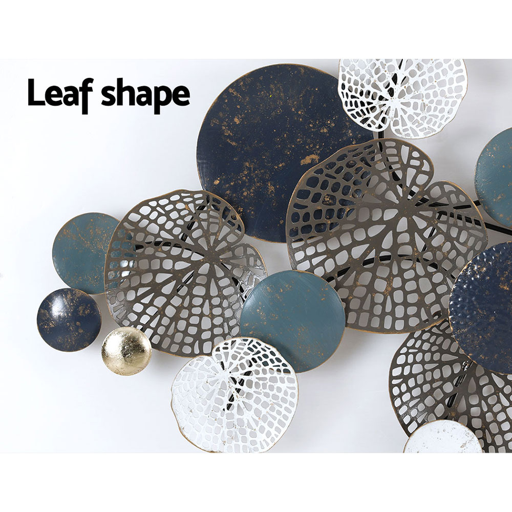 Artiss Metal Wall Art Hanging Sculpture Leaf Circles Blue view 5
