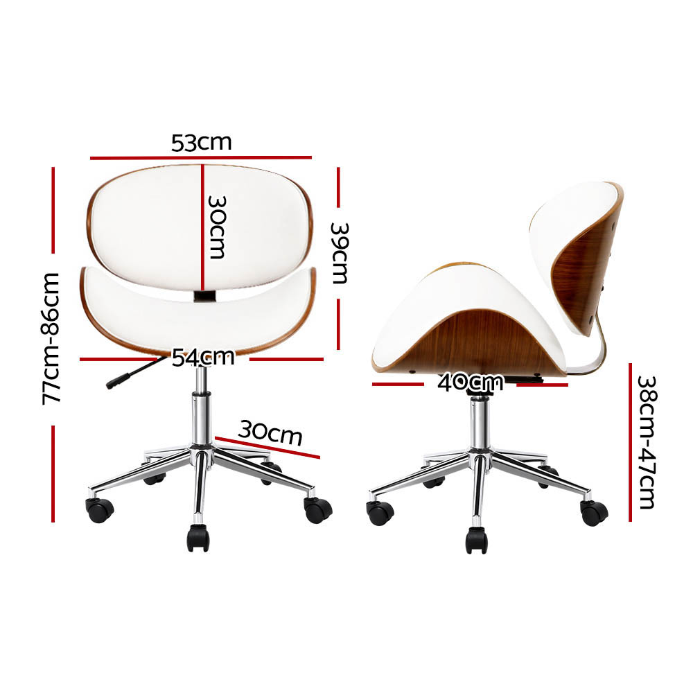 Artiss Wooden Office Chair with Leather Seat in 2 Colours view 2