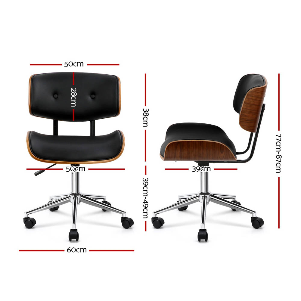 Artiss Wooden Office Chair with PU Seat in 2 Styles view 2
