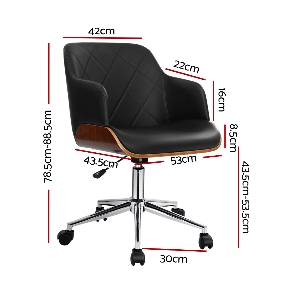 Artiss Wooden Office Chair with Fabric Seat Black view 2