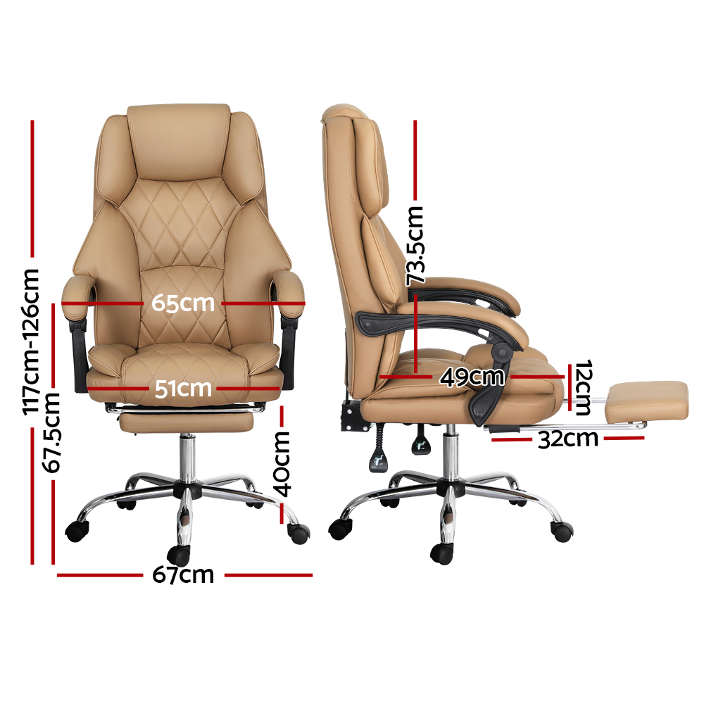 Artiss Executive Office Chair Leather Footrest in 4 Colours view 2