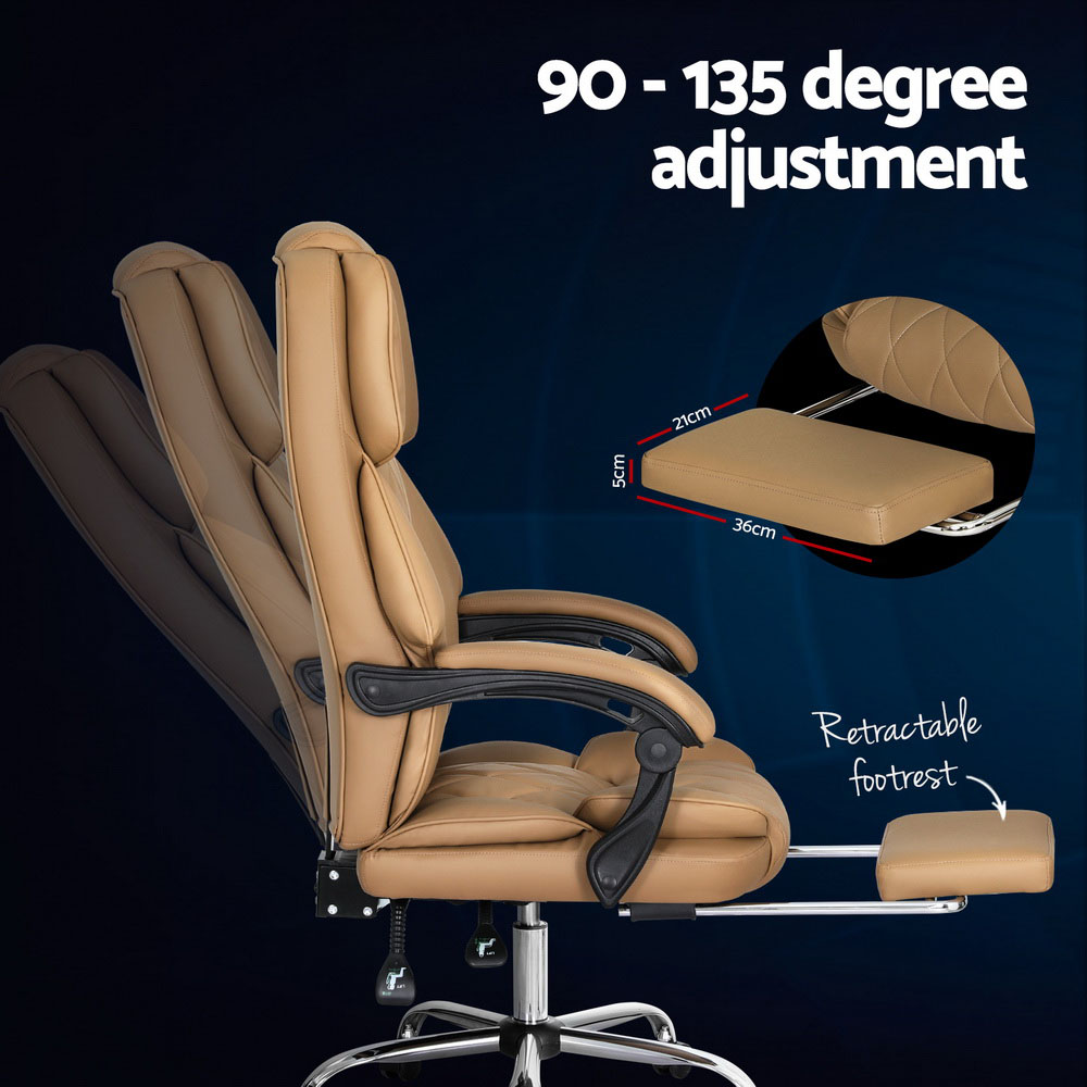 Artiss Executive Office Chair Leather Footrest in 4 Colours view 5