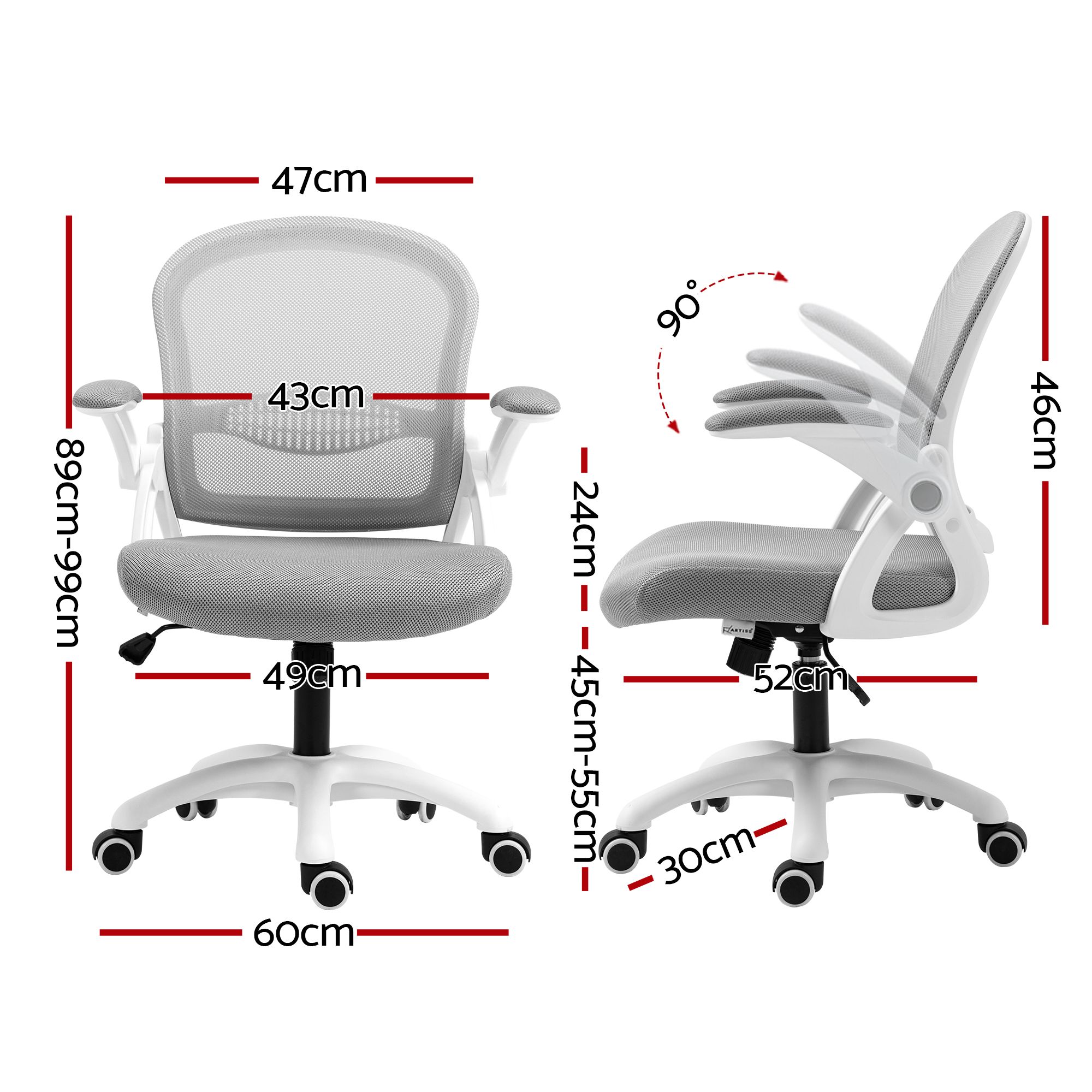 Artiss Mesh Office Chair Mid Back in Grey view 2