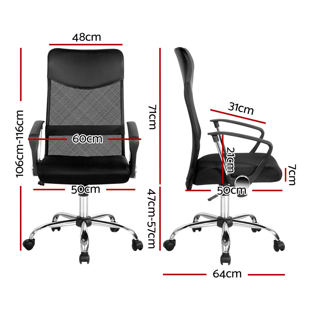 Artiss Mesh Office Chair High Back with Lumbar Support Black view 2