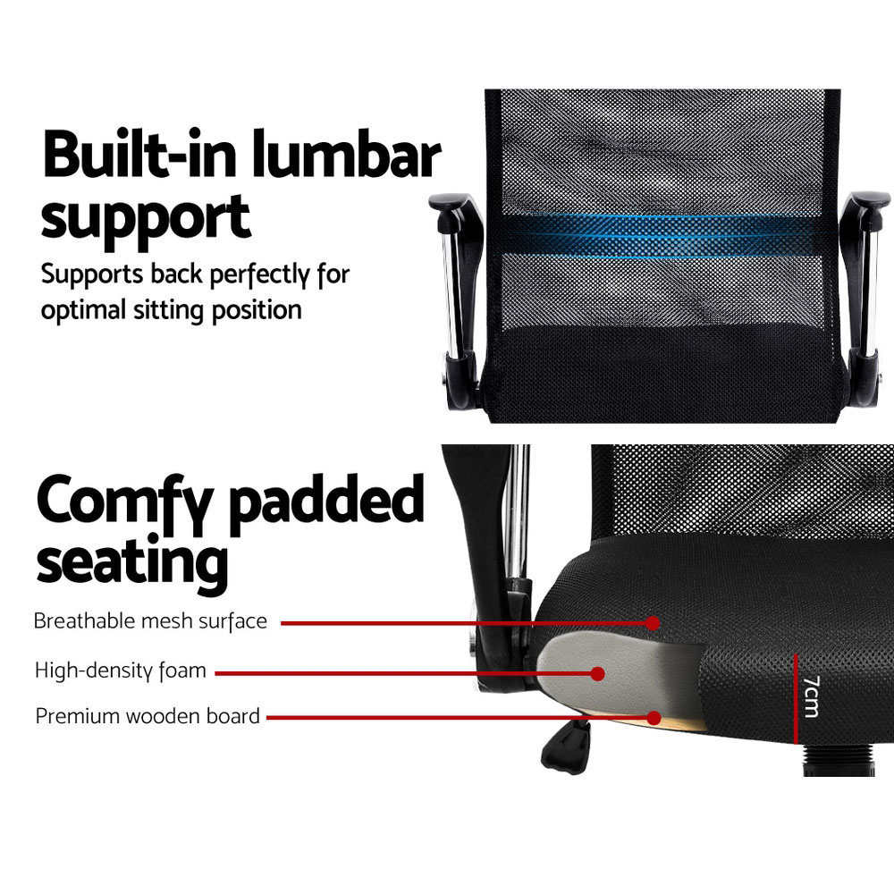 Artiss Mesh Office Chair High Back with Lumbar Support Black view 4