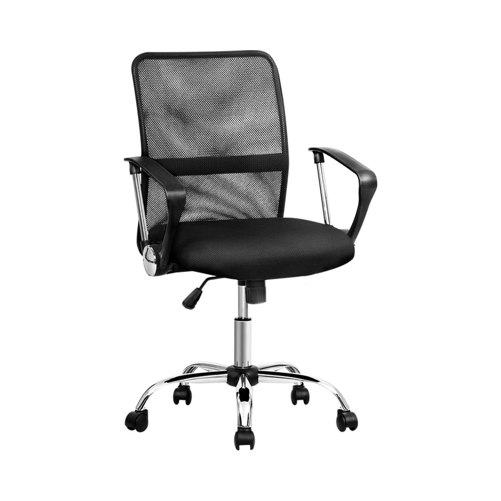 Artiss Mesh Office Chair Mid Back with Lumbar Support Black