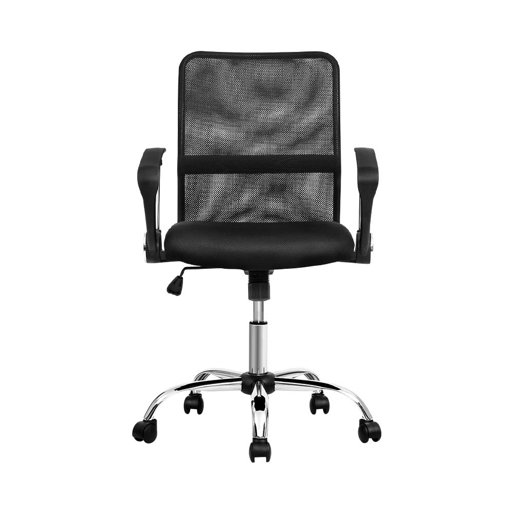 Artiss Mesh Office Chair Mid Back with Lumbar Support Black view 3