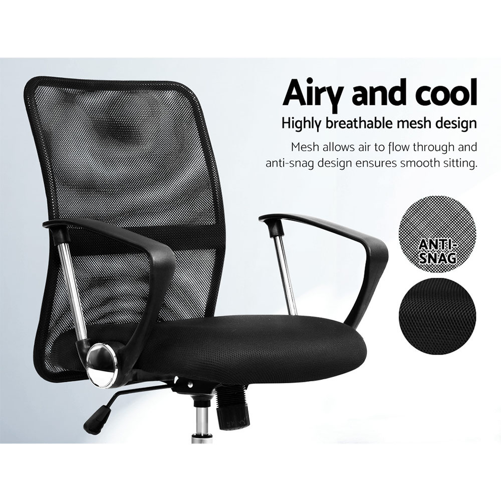 Artiss Mesh Office Chair Mid Back with Lumbar Support Black view 5
