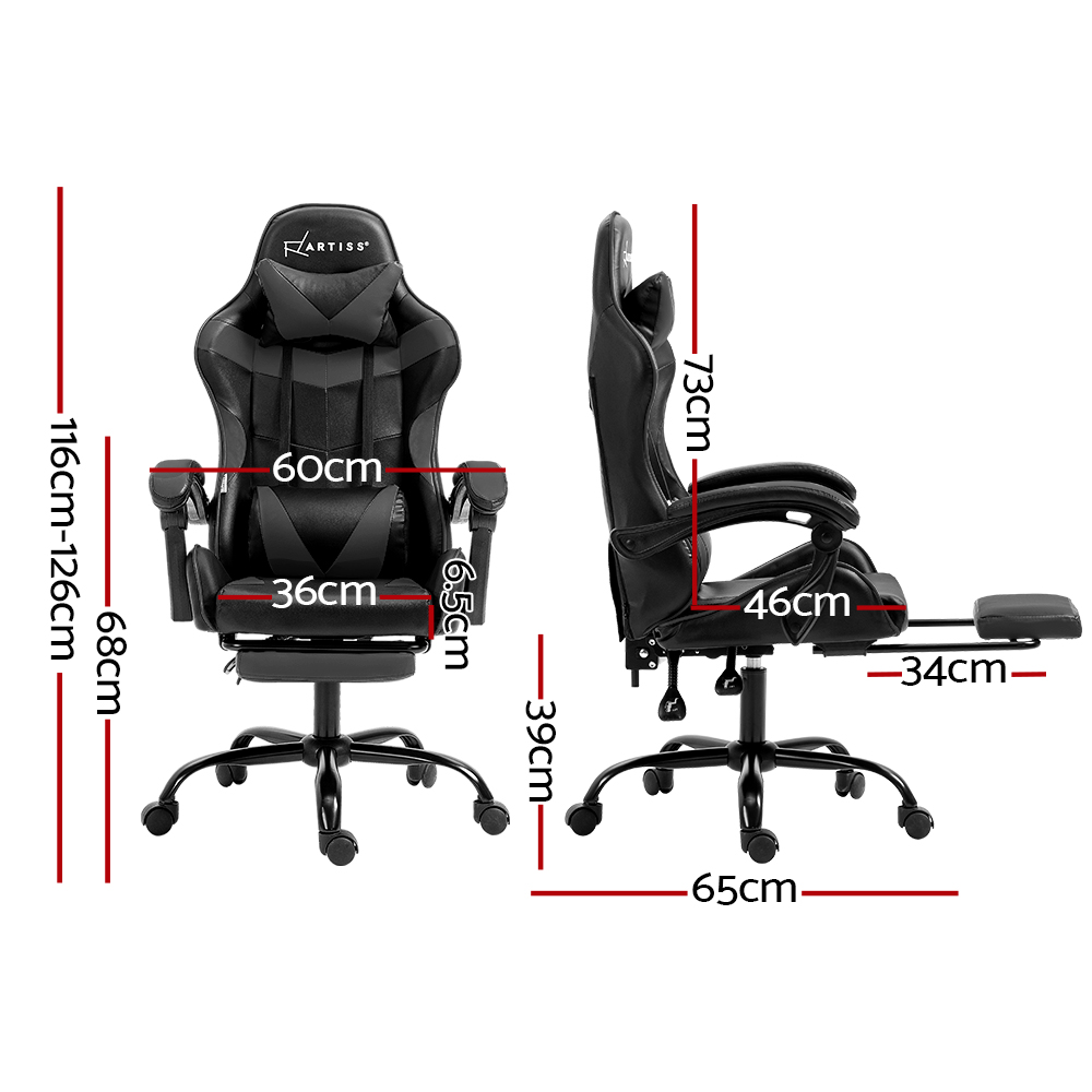 Artiss Gaming Office Chair Executive Leather with Footrest view 2