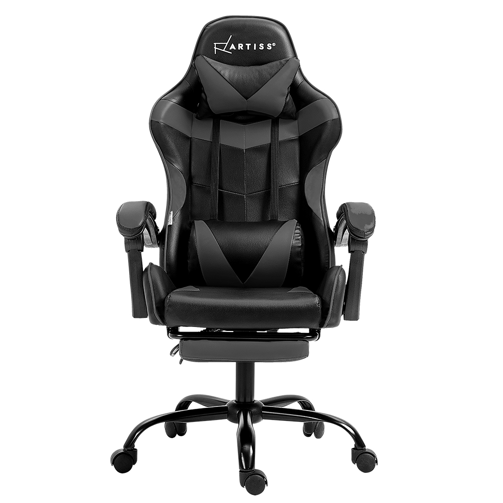 Artiss Gaming Office Chair Executive Leather with Footrest view 3