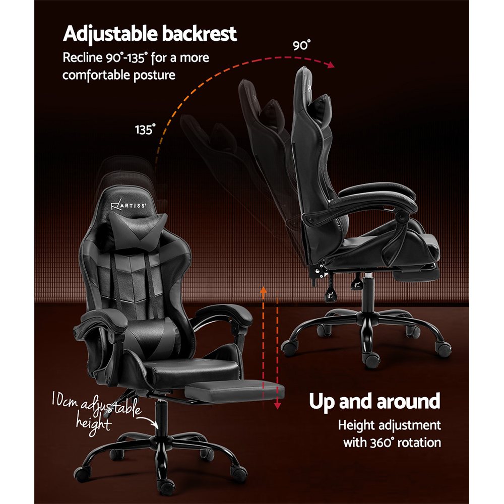 Artiss Gaming Office Chair Executive Leather with Footrest view 5