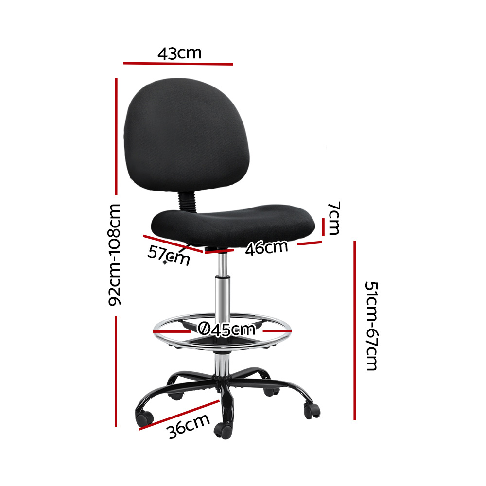 Artiss Fabric Drafting Office Chair with Footrest view 2