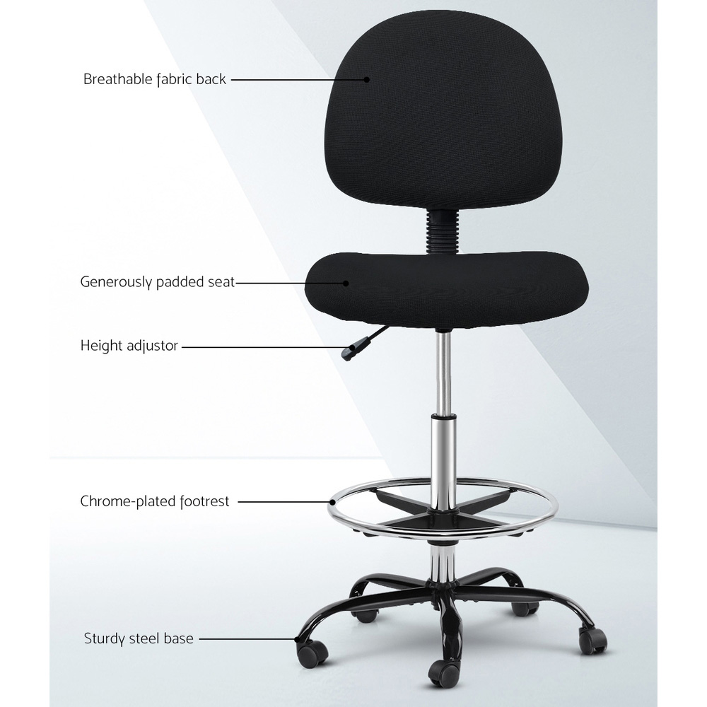 Artiss Fabric Drafting Office Chair with Footrest view 4