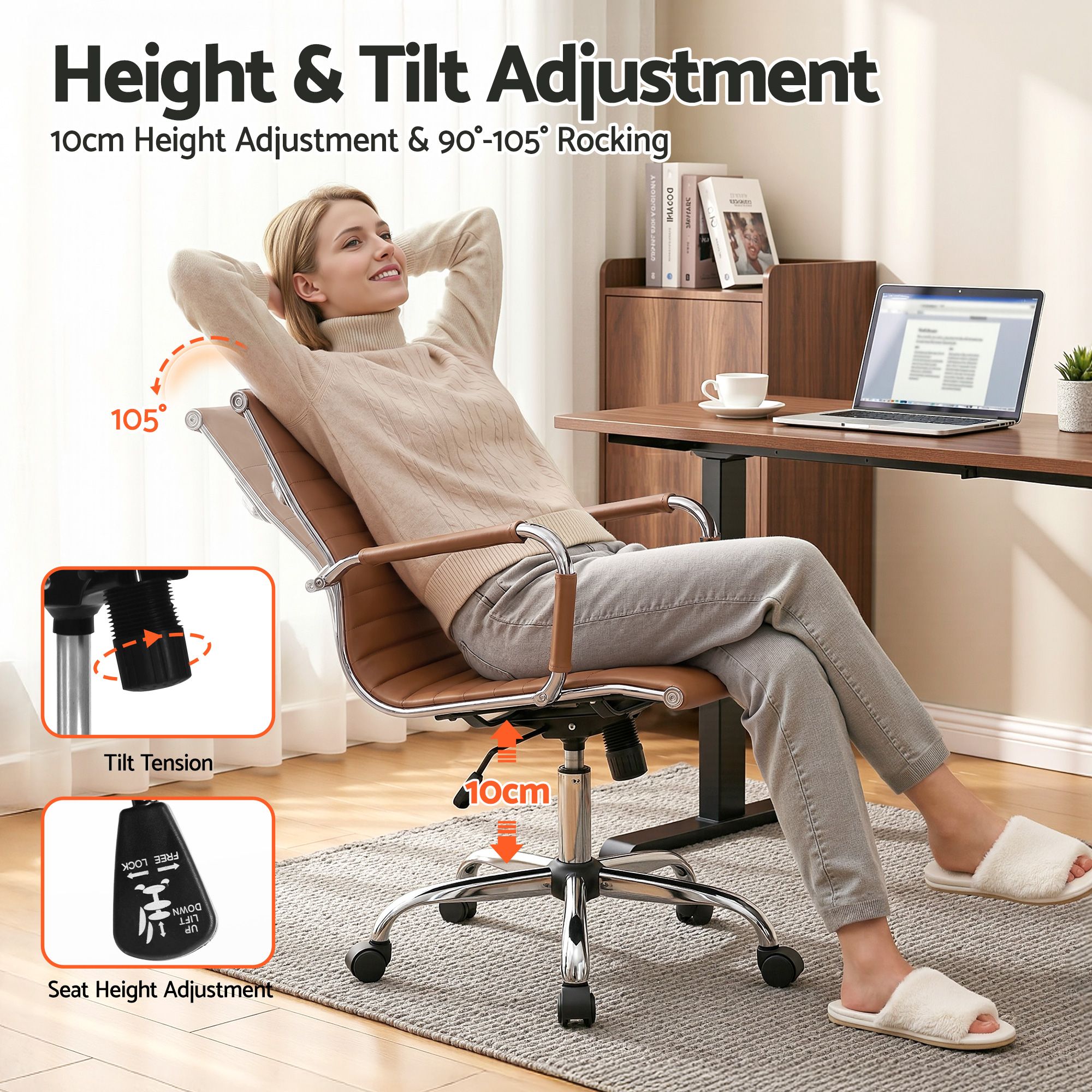Artiss Mid Back PU Leather Office Chair in 2 Colours view 4