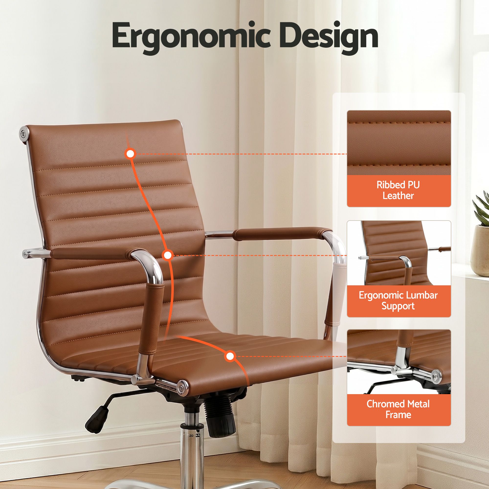 Artiss Mid Back PU Leather Office Chair in 2 Colours view 5