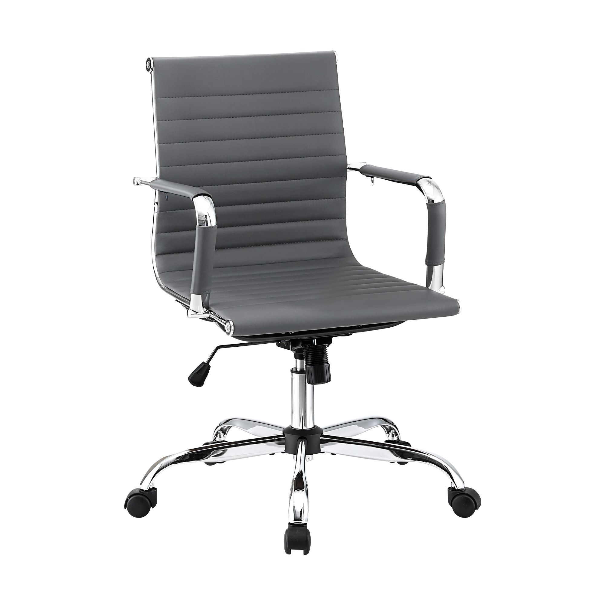 Artiss Mid Back PU Leather Office Chair Grey