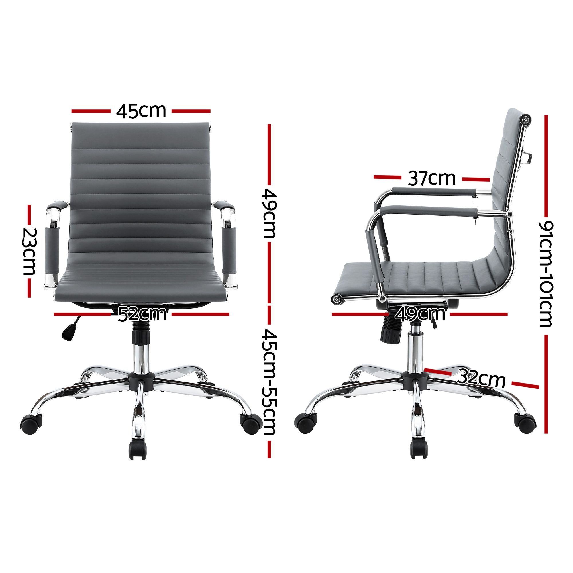Artiss Mid Back PU Leather Office Chair Grey view 2