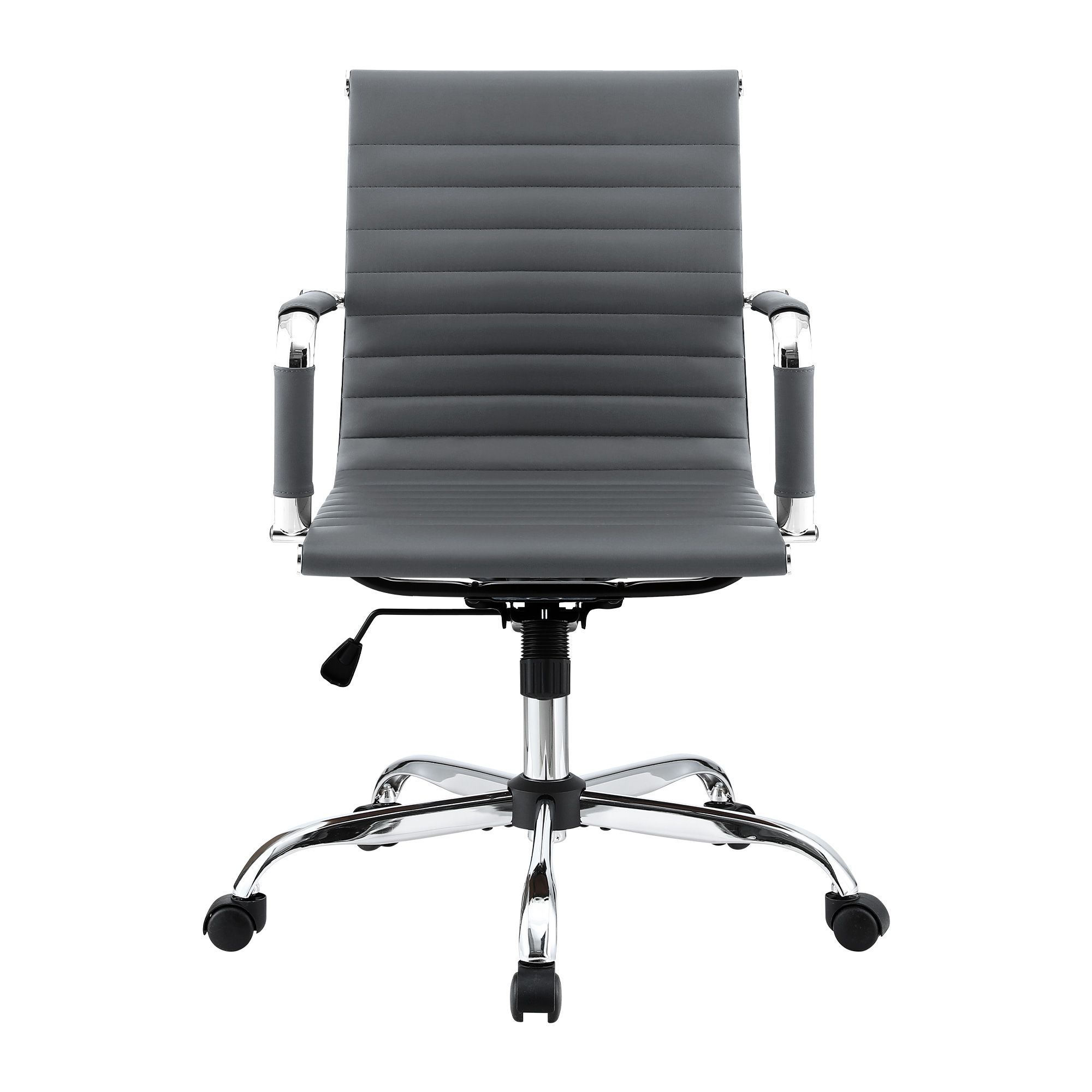 Artiss Mid Back PU Leather Office Chair Grey view 3
