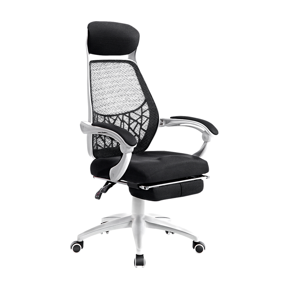 Artiss Mesh Office Chair Recliner with Storage Black White