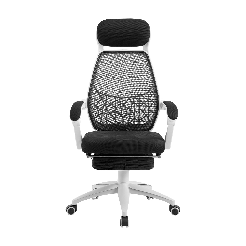 Artiss Mesh Office Chair Recliner with Storage Black White view 3