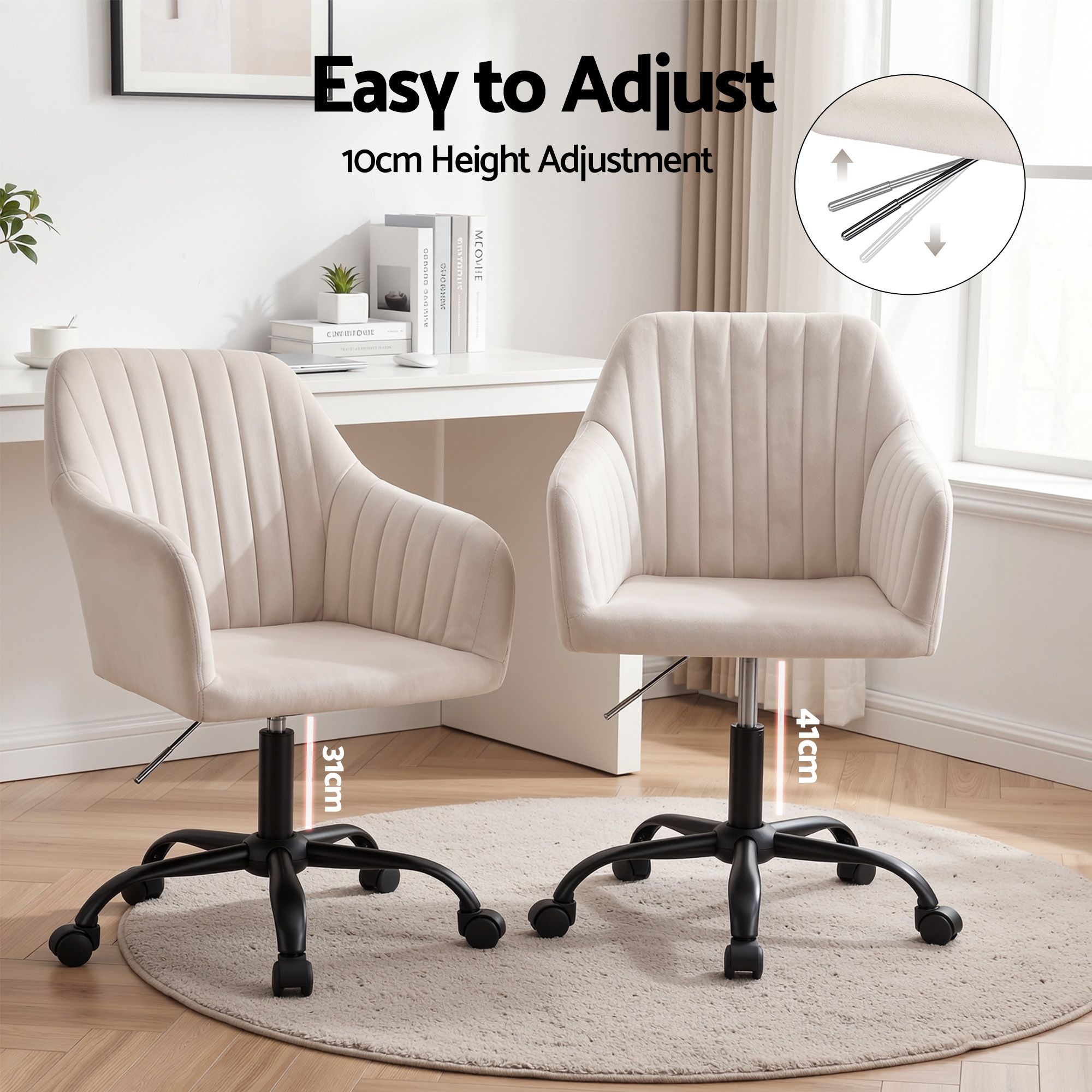 Artiss Velvet Office Chair with Gas Lift in 2 Colours view 4