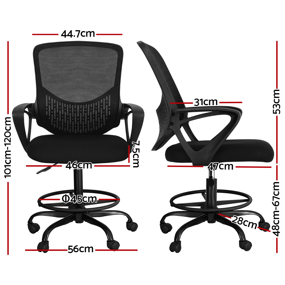 Artiss Padded Mesh Drafting Office Chair Black view 2