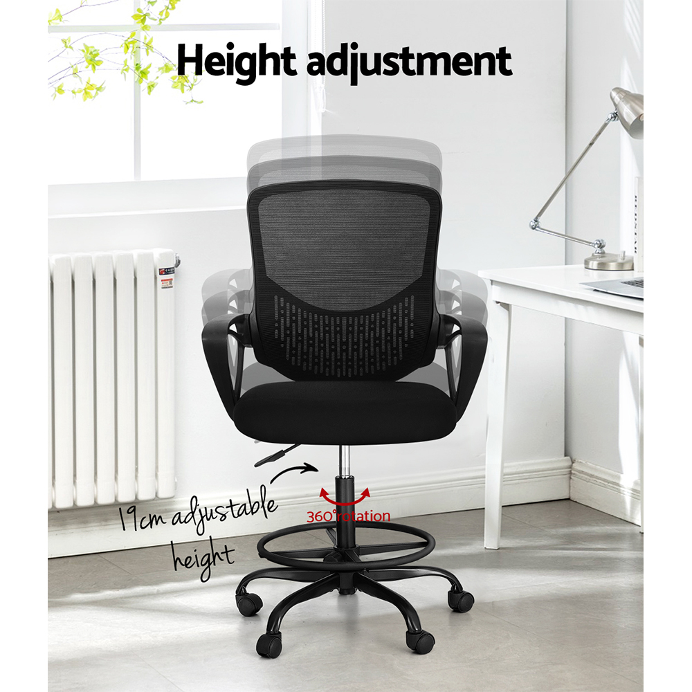 Artiss Padded Mesh Drafting Office Chair Black view 5
