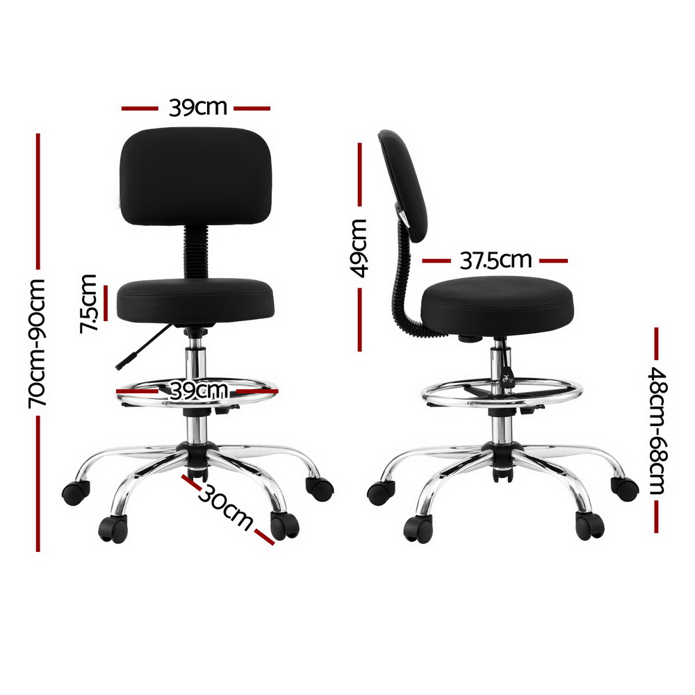 Artiss Ergonomic PU Drafting Office Chair Black view 2