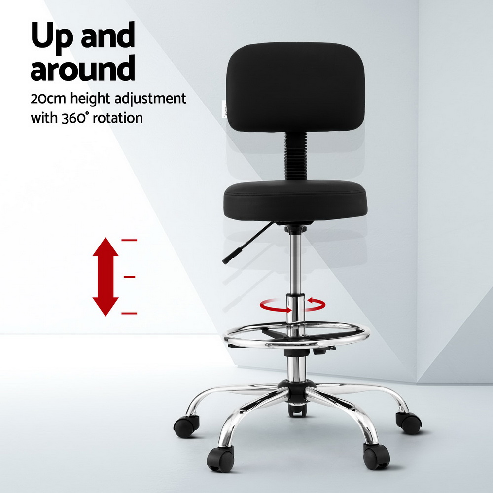 Artiss Ergonomic PU Drafting Office Chair Black view 4