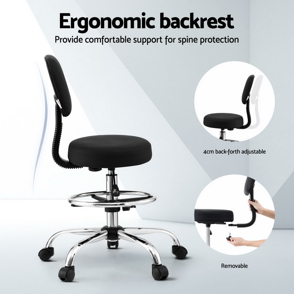 Artiss Ergonomic PU Drafting Office Chair Black view 5