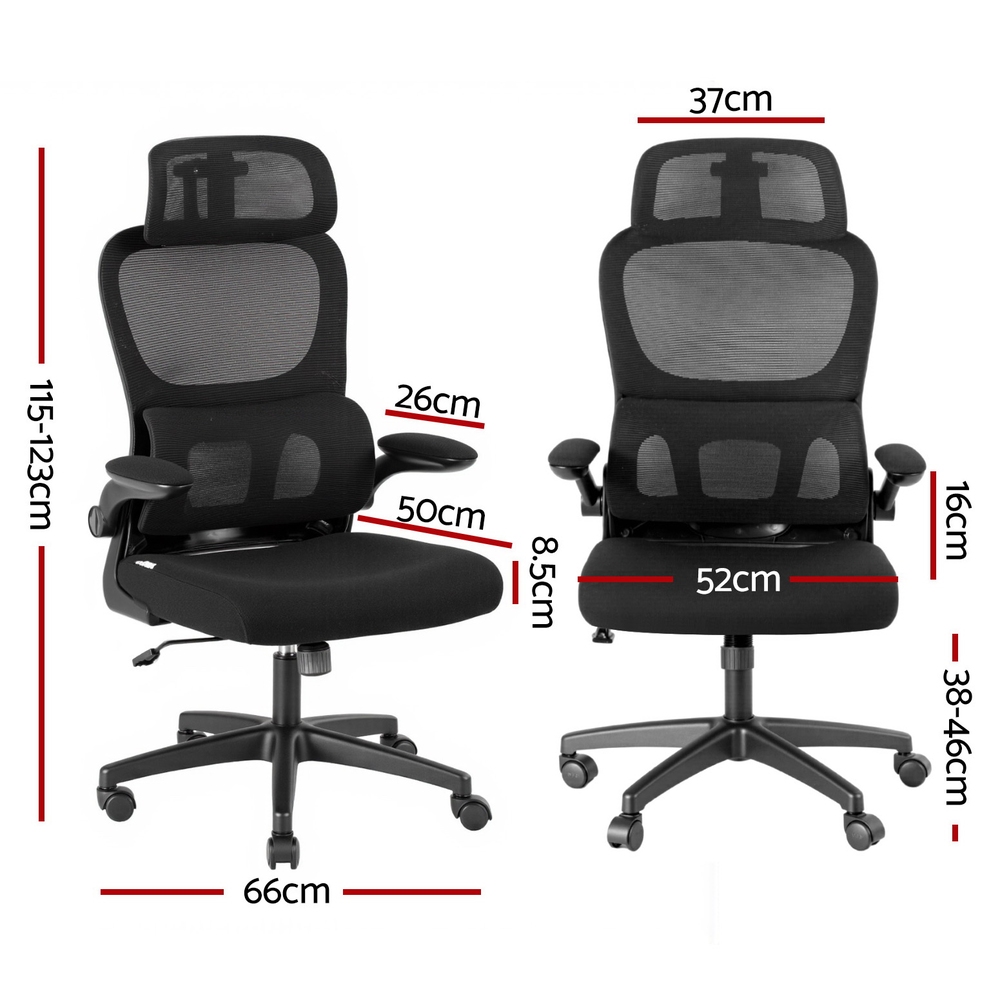 Artiss Ergonomic Office Chair Mesh Headrest Black view 2