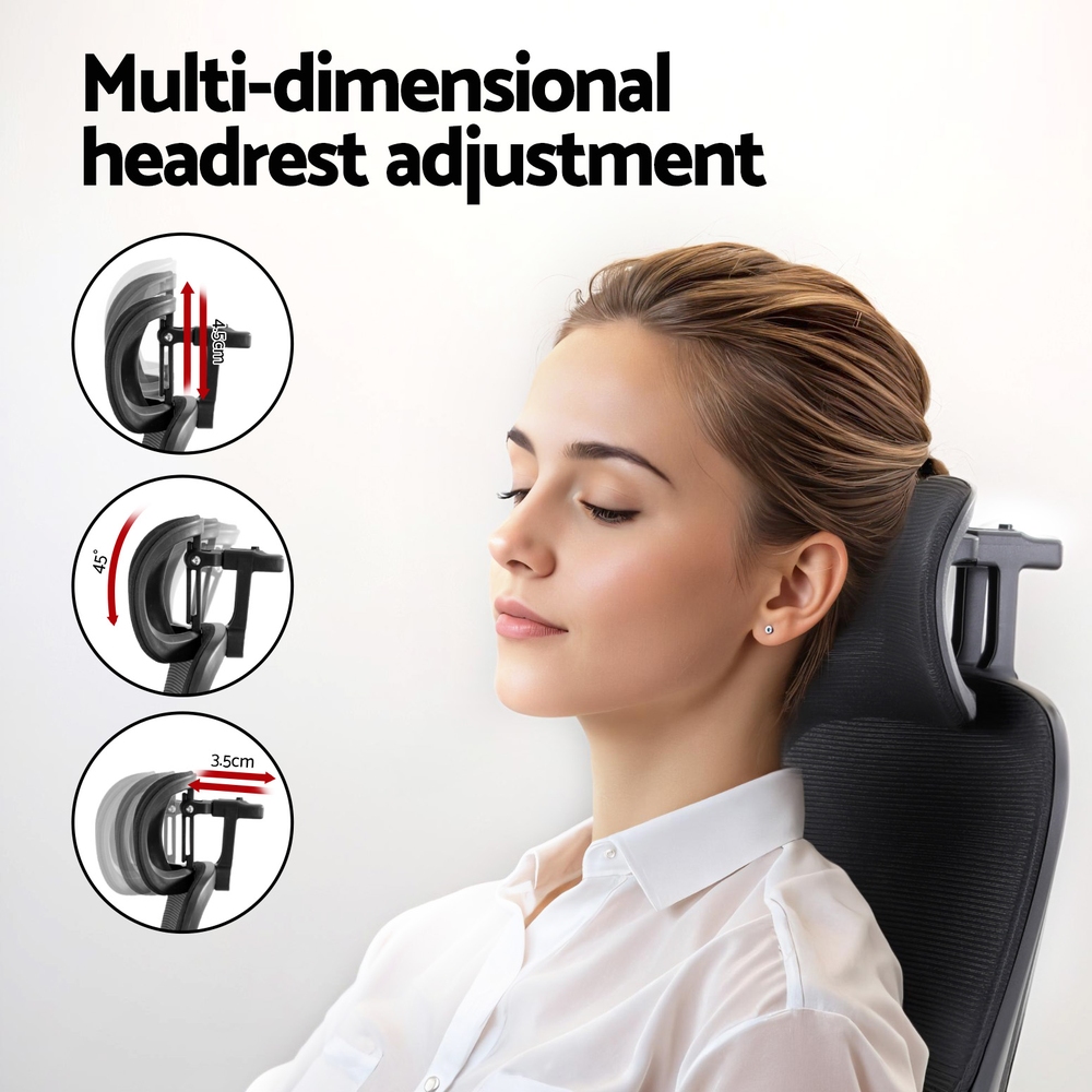Artiss Ergonomic Office Chair Mesh Headrest Black view 4