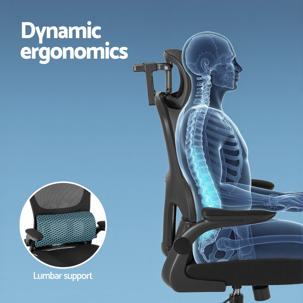 Artiss Ergonomic Office Chair Mesh Headrest Black view 5