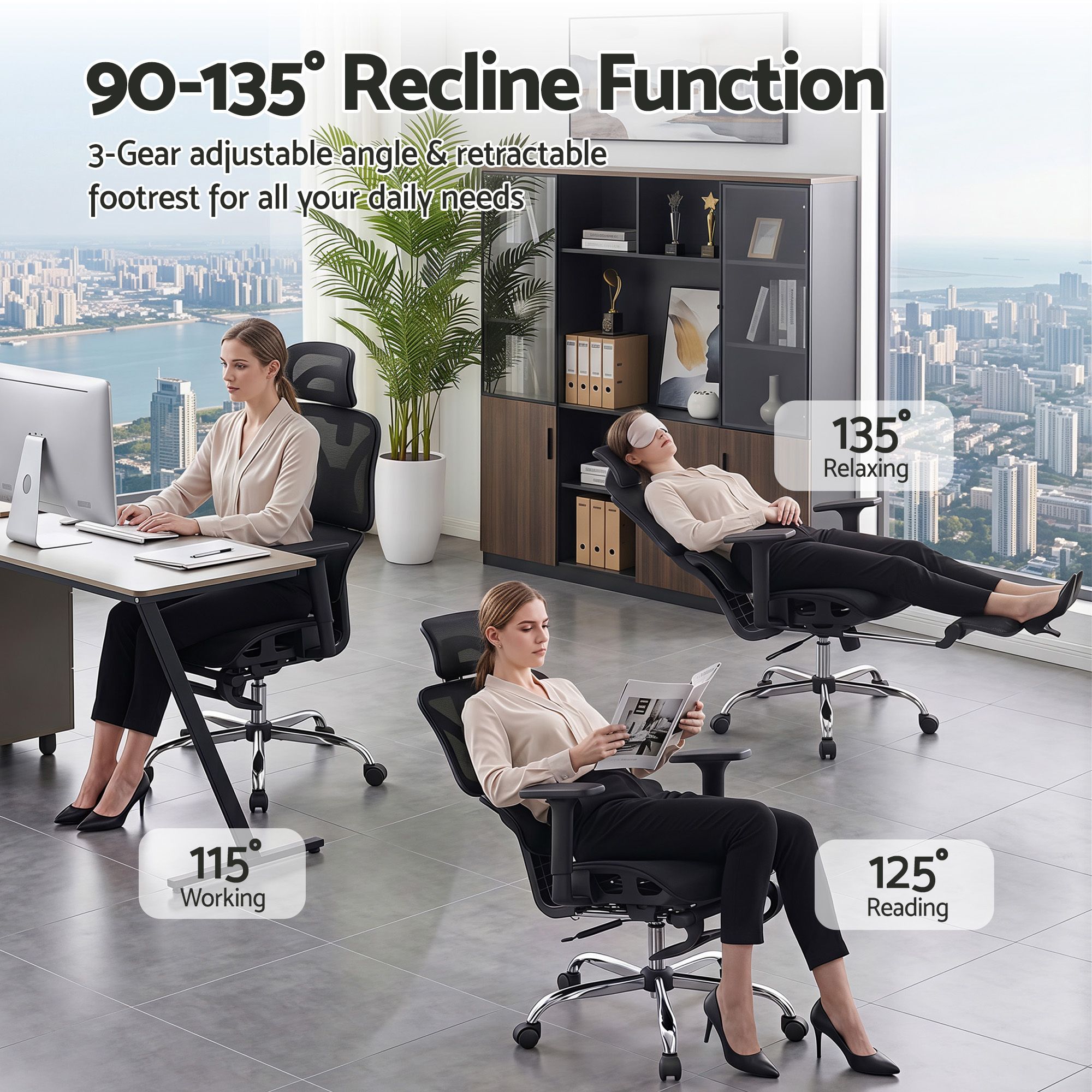 Artiss Ergonomic Office Chair with Footrest in 2 Colours view 5
