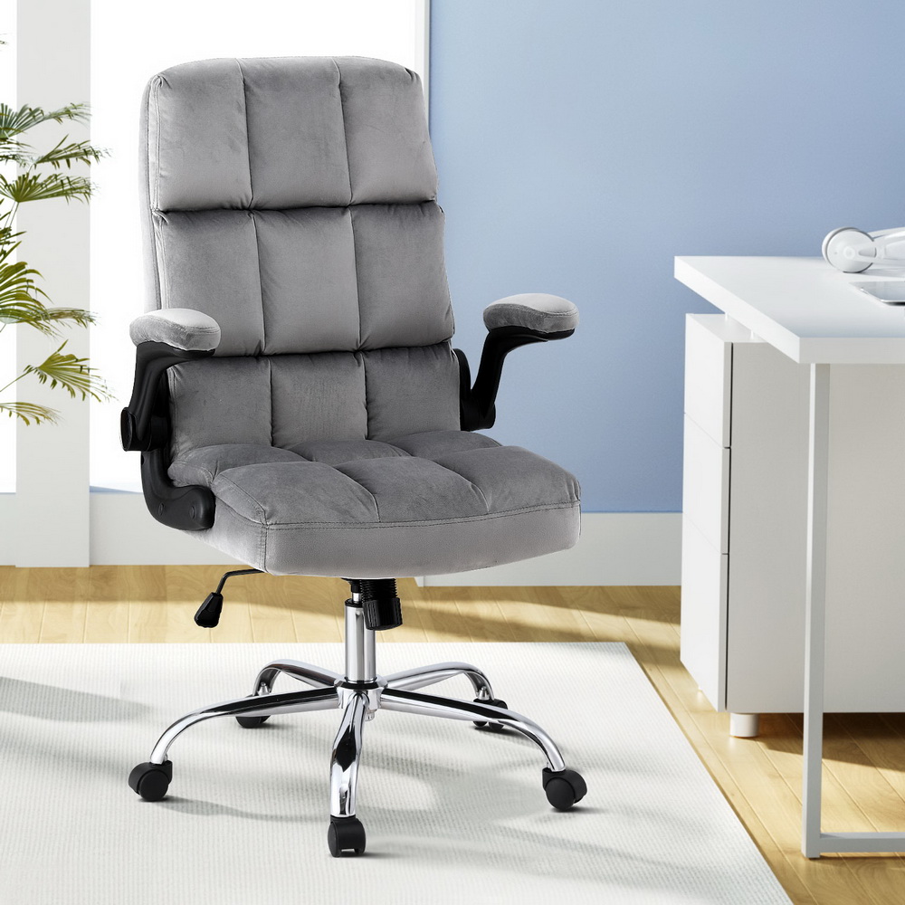 Artiss Velvet Racing Office Chair Grey