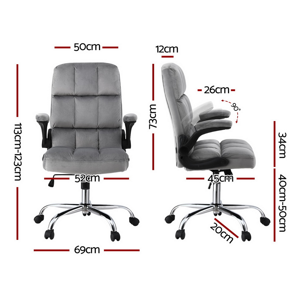 Artiss Velvet Racing Office Chair Grey view 2