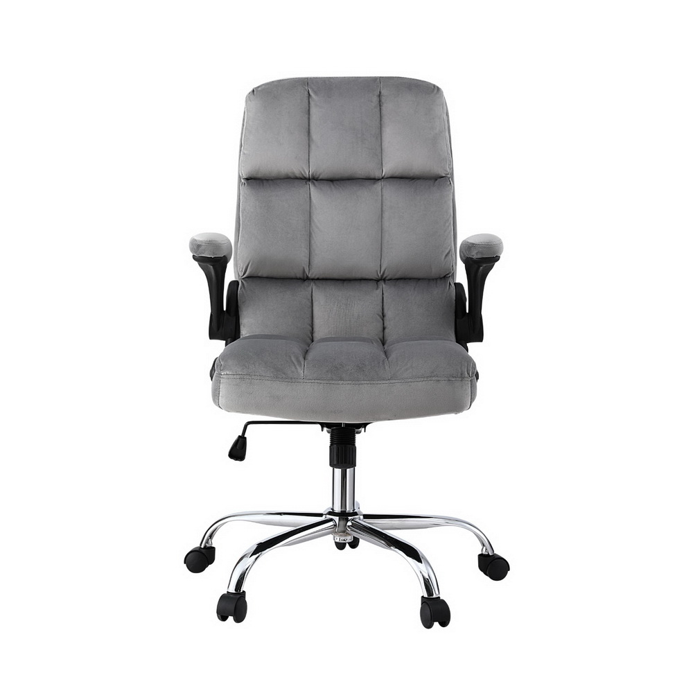 Artiss Velvet Racing Office Chair Grey view 3