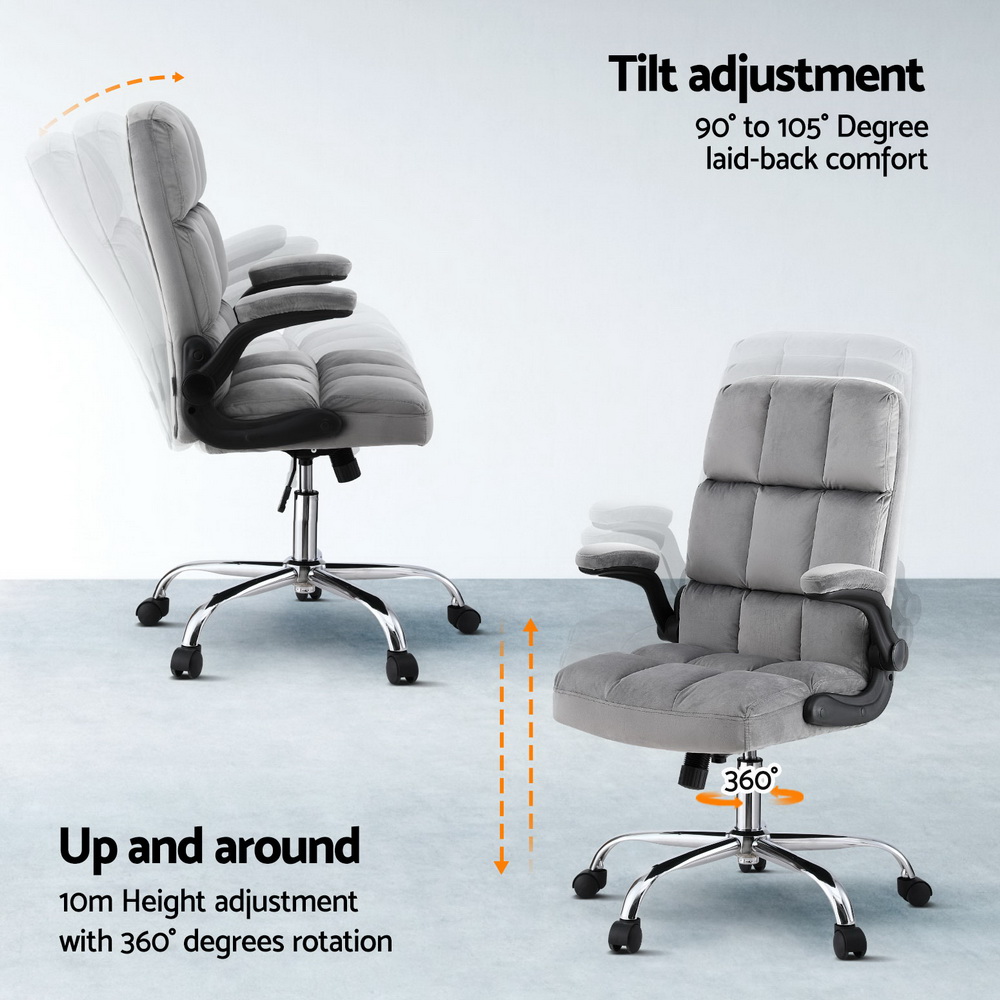 Artiss Velvet Racing Office Chair Grey view 4