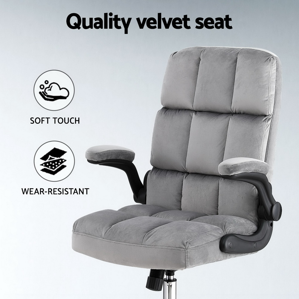 Artiss Velvet Racing Office Chair Grey view 5