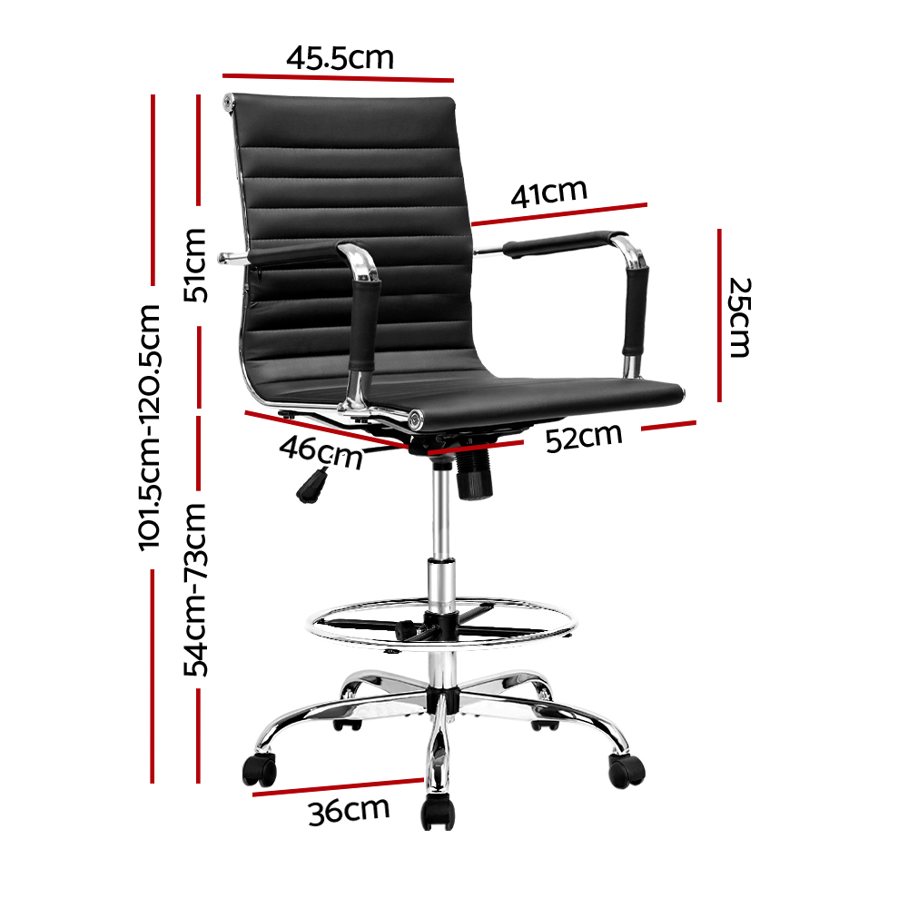 Artiss Leather Drafting Office Chair Black view 2