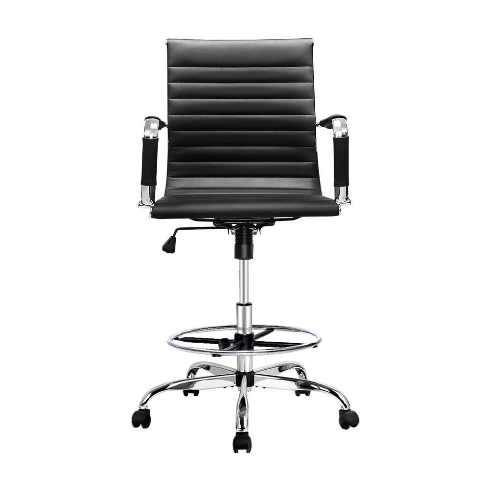 Artiss Leather Drafting Office Chair Black view 3
