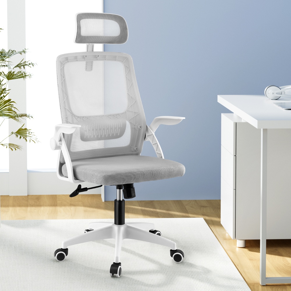 Artiss Ergonomic Office Chair Headrest Adjustable Grey