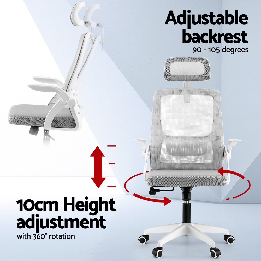 Artiss Ergonomic Office Chair Headrest Adjustable Grey view 4