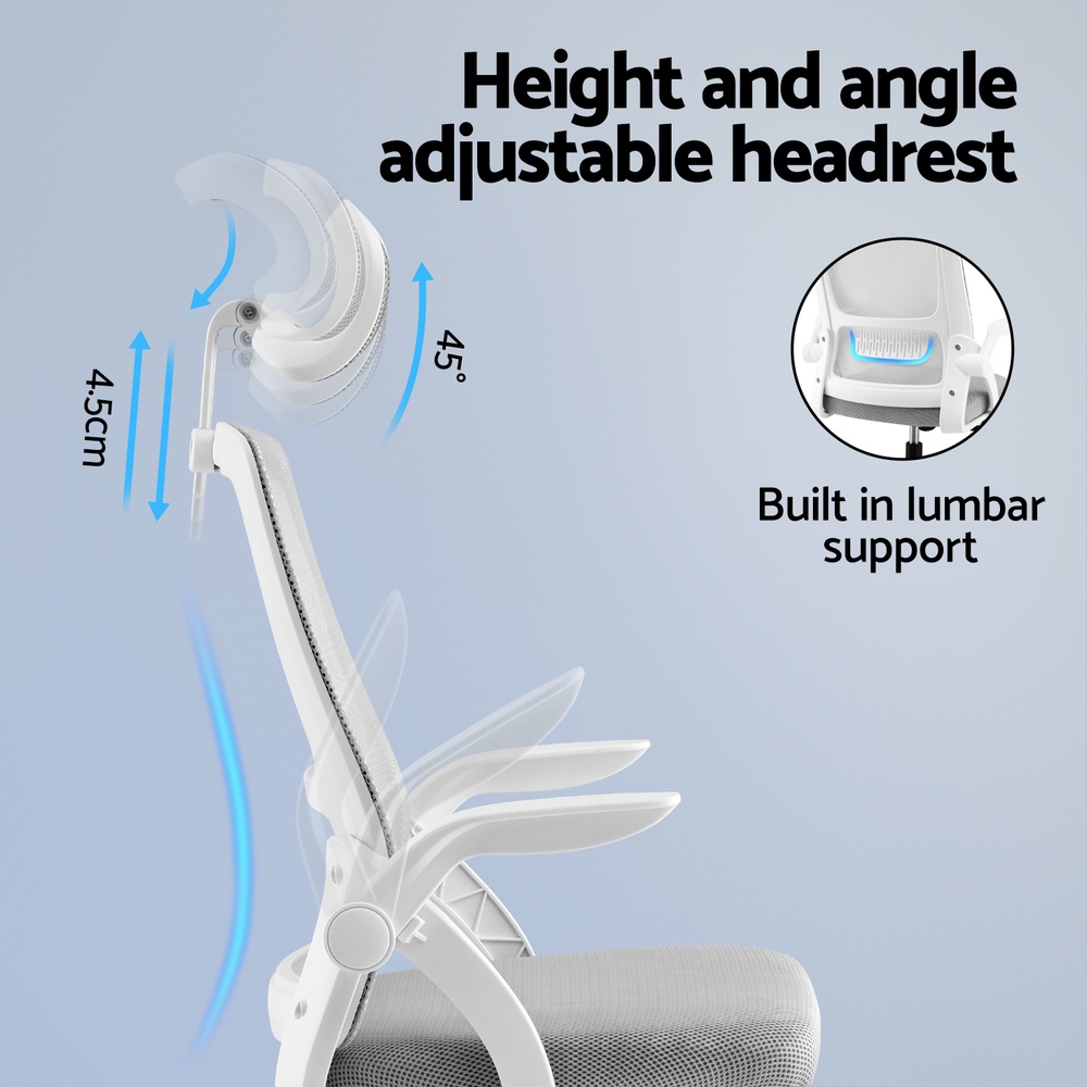 Artiss Ergonomic Office Chair Headrest Adjustable Grey view 5
