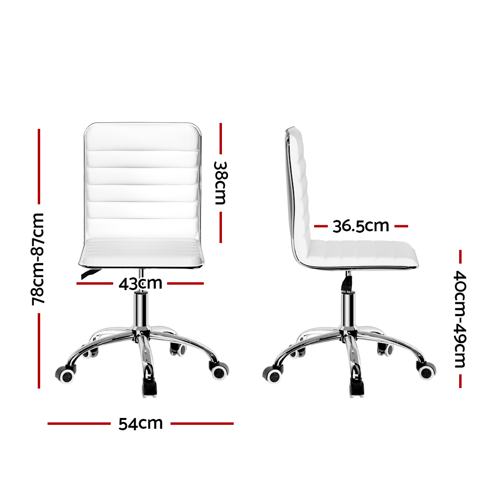 Artiss Low Back PU Leather Office Chair White view 2