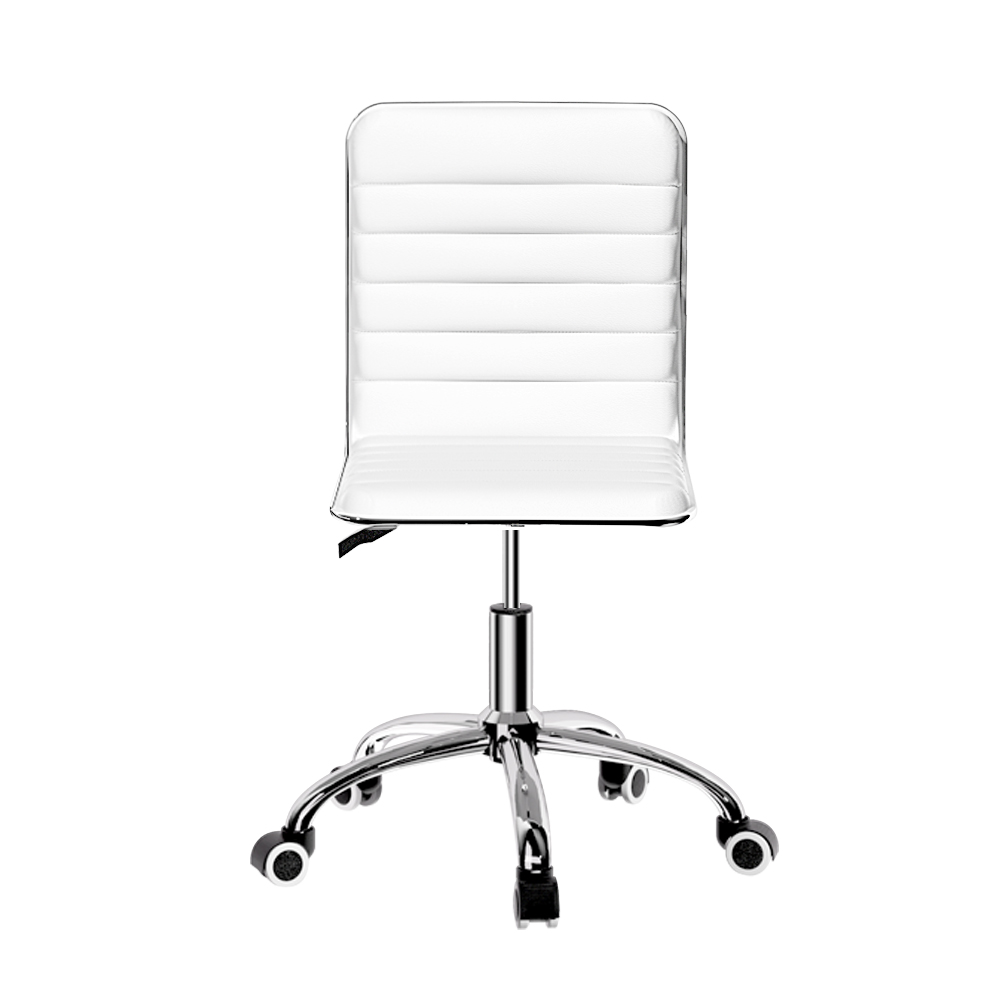 Artiss Low Back PU Leather Office Chair White view 3