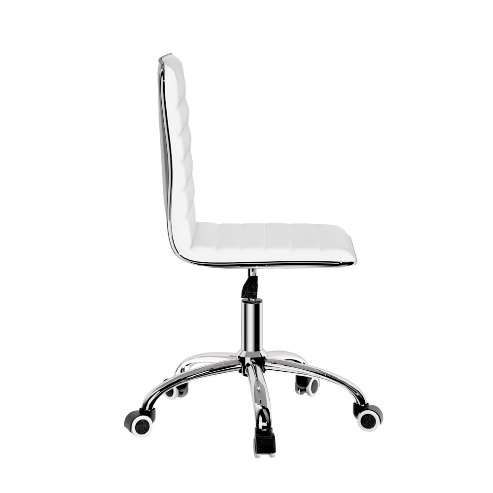 Artiss Low Back PU Leather Office Chair White view 4