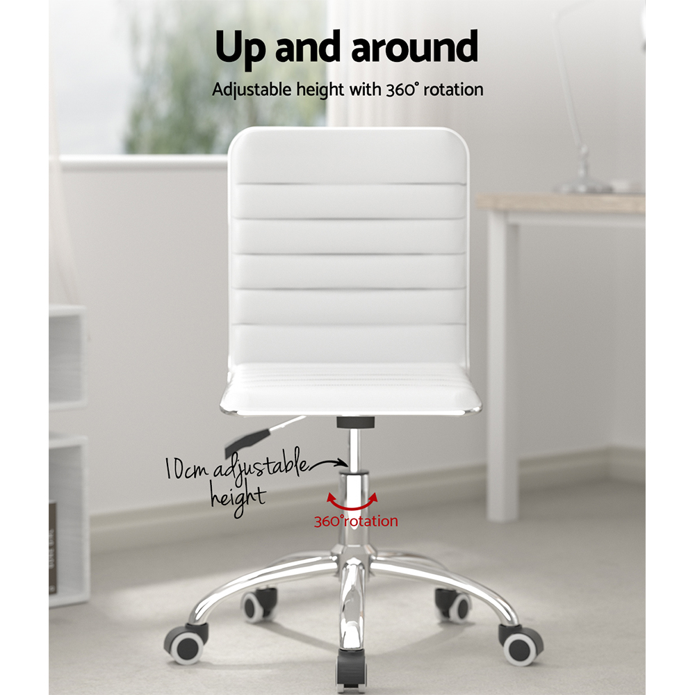 Artiss Low Back PU Leather Office Chair White view 5