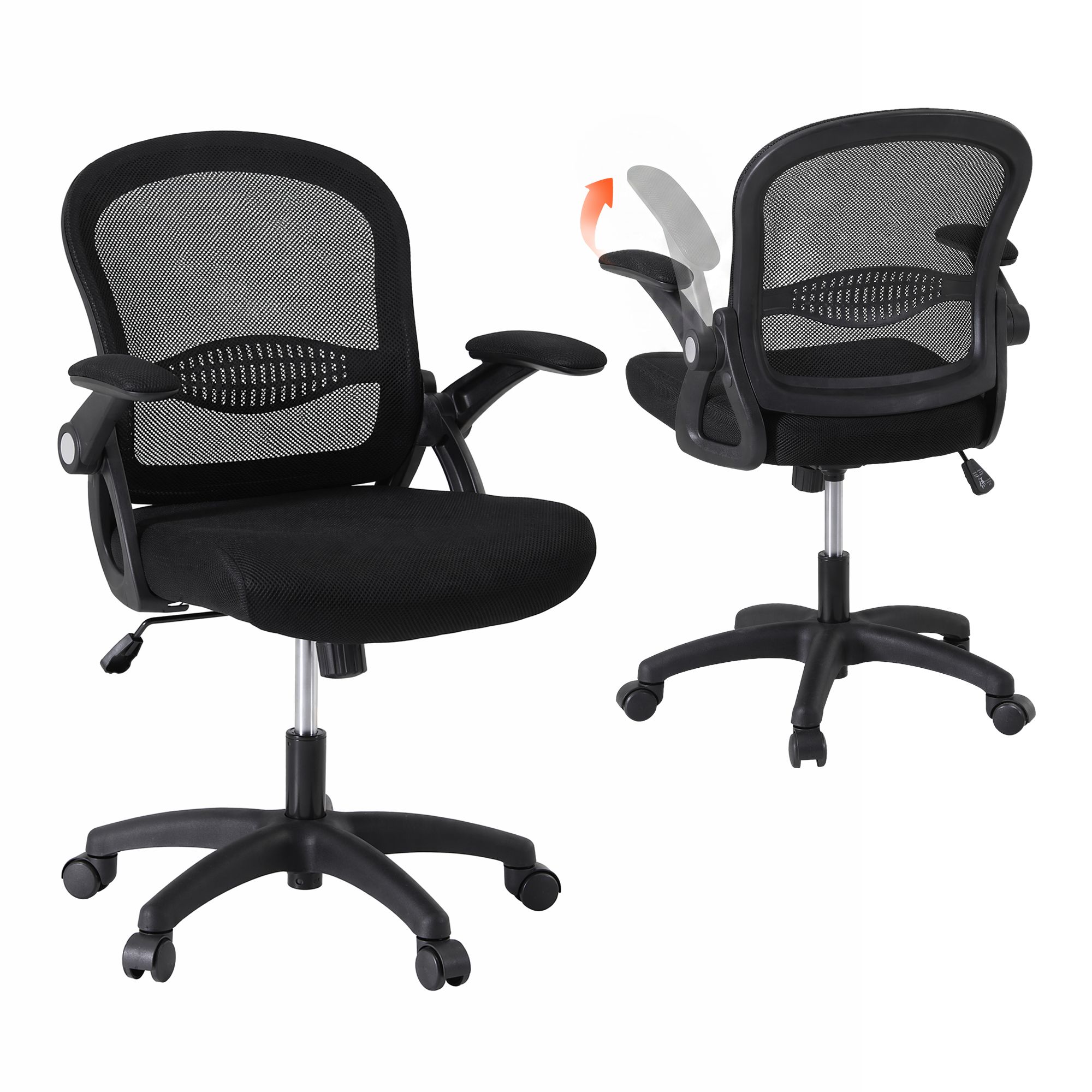 Artiss Mesh Office Chair Mid Back with Flip Up Arms