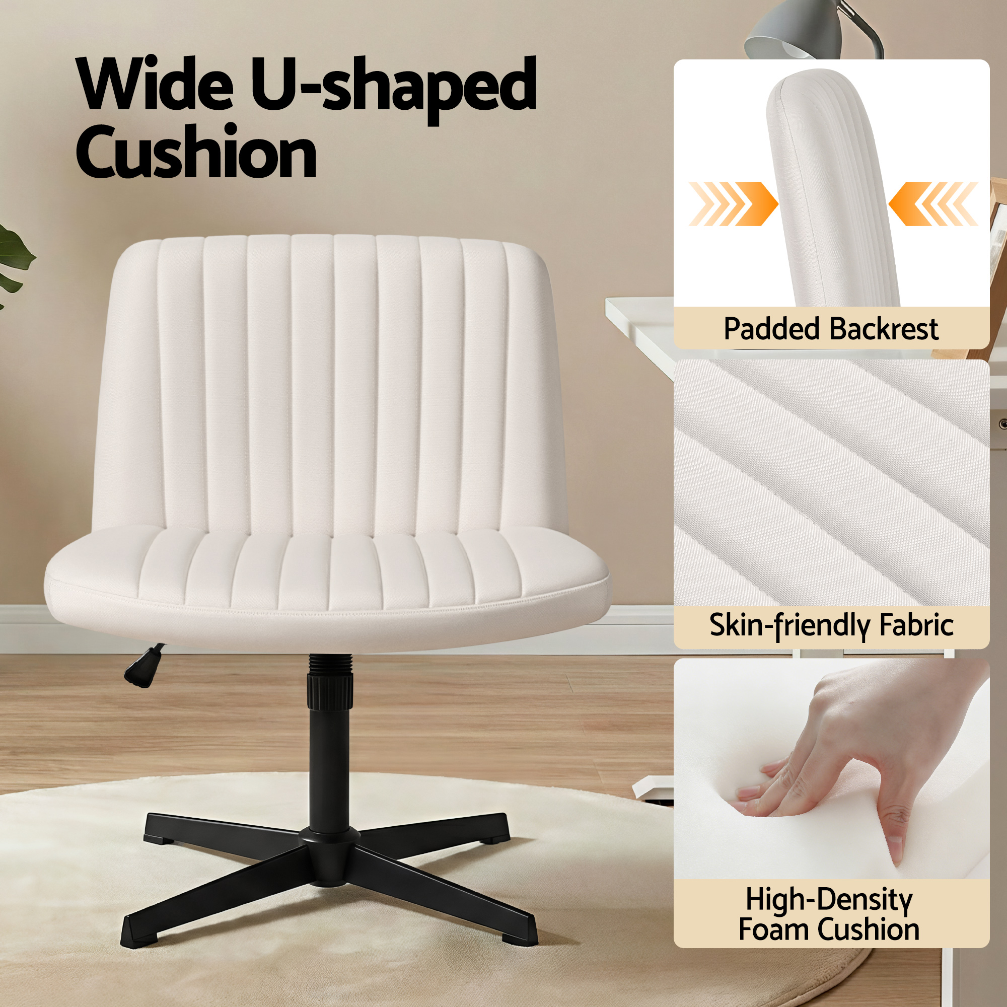 Artiss Height Adjustable Criss Cross Chair Beige view 4
